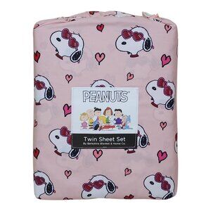 Peanuts Snoopy Twin Sheet Set Pink Hearts By Berkshire Valentines Day Glasses